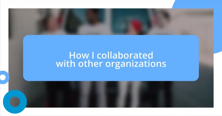 How I collaborated with other organizations