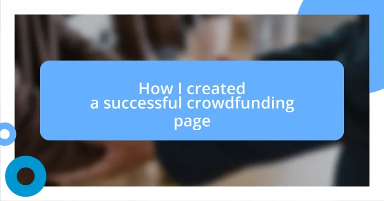 How I created a successful crowdfunding page