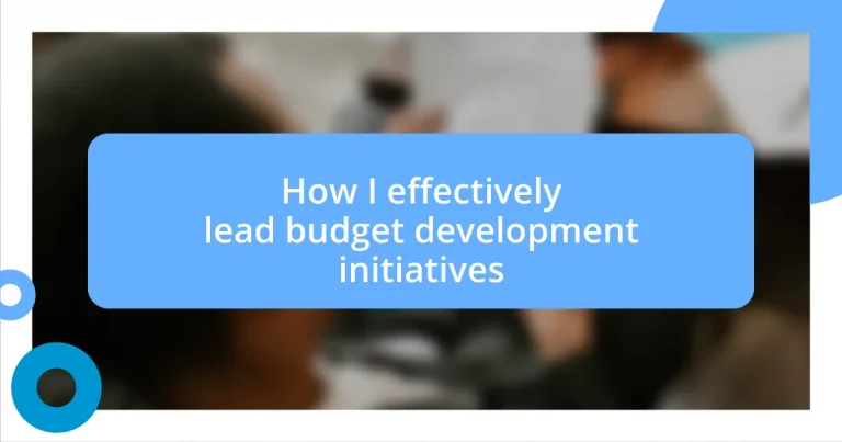 How I effectively lead budget development initiatives