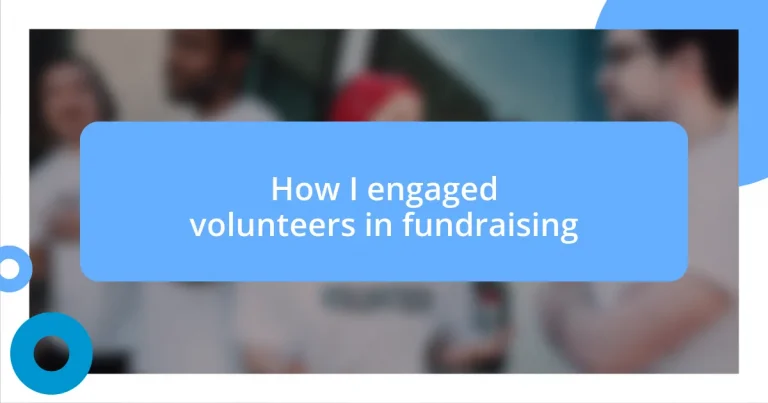 How I engaged volunteers in fundraising