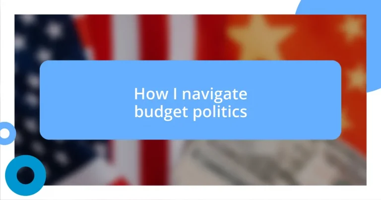 How I navigate budget politics