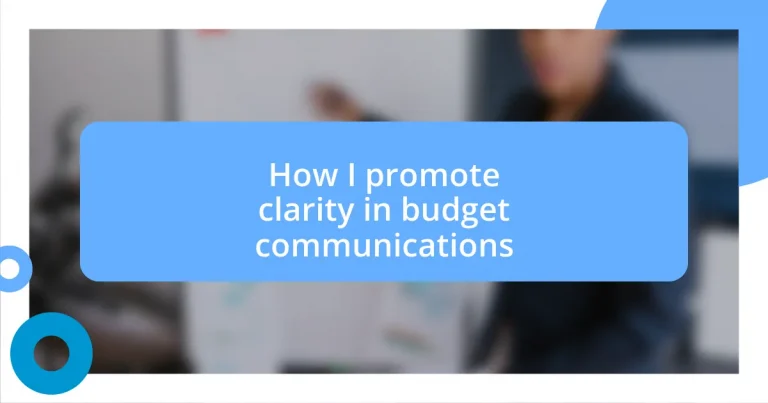 How I promote clarity in budget communications