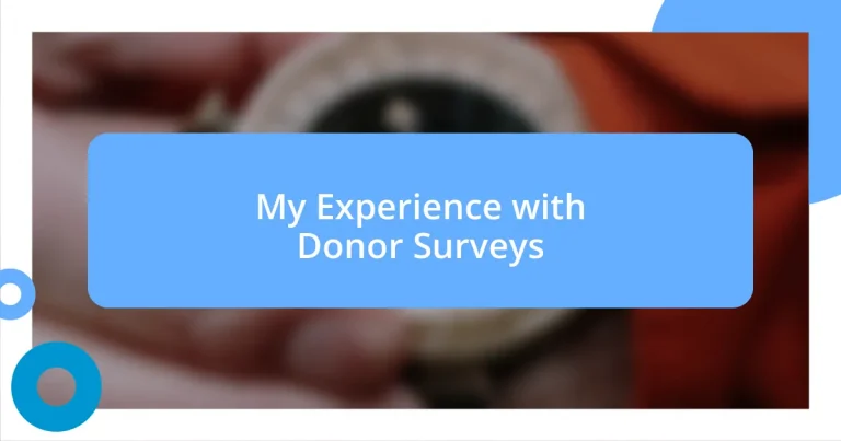 My Experience with Donor Surveys