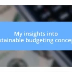 My insights into sustainable budgeting concepts