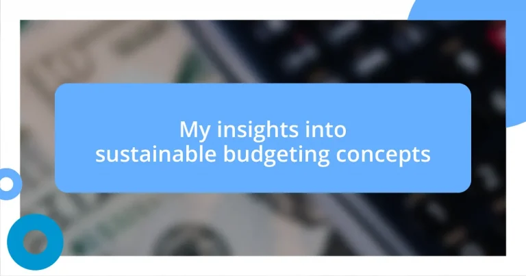 My insights into sustainable budgeting concepts