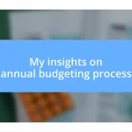 My insights on annual budgeting process