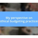 My perspective on ethical budgeting practices