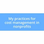 My practices for cost management in nonprofits