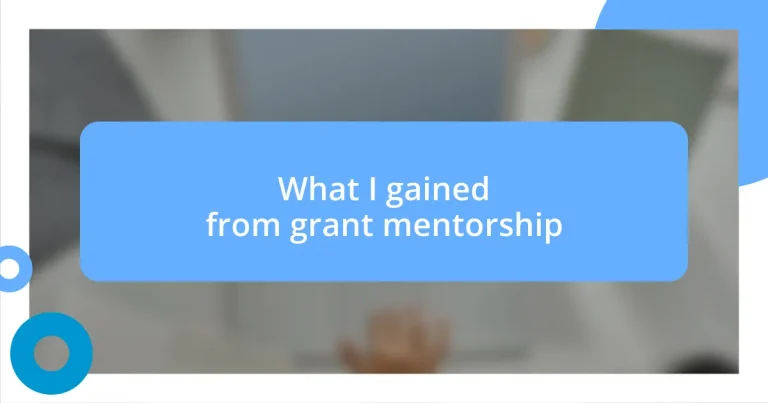 What I gained from grant mentorship