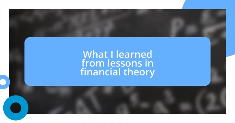 What I learned from lessons in financial theory