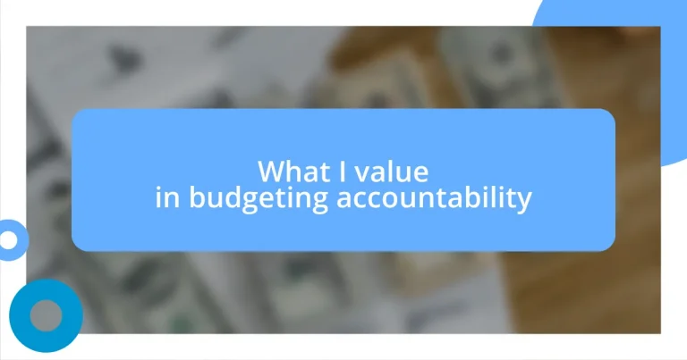 What I value in budgeting accountability