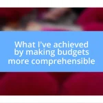 What I’ve achieved by making budgets more comprehensible