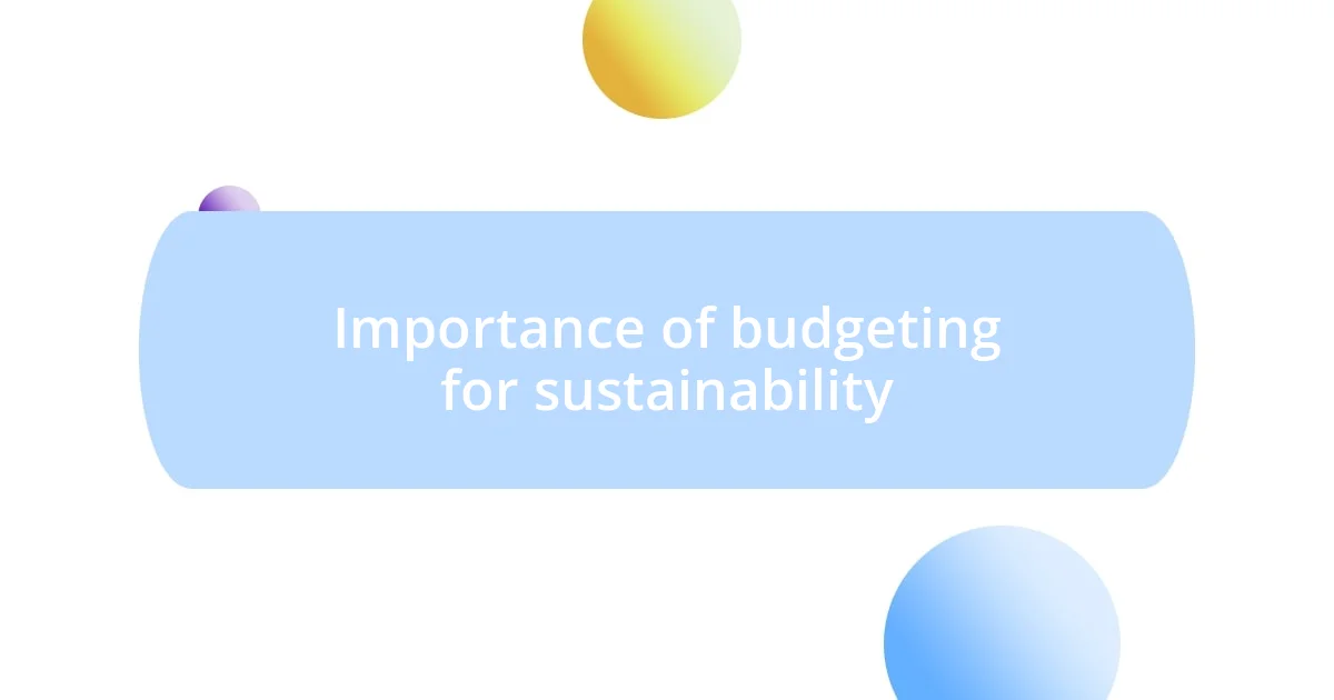 Importance of budgeting for sustainability