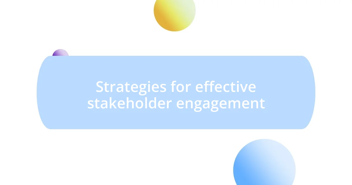 Strategies for effective stakeholder engagement